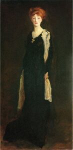 O in Black with Scarf by Robert Henri, hand-painted oil painting reproduction