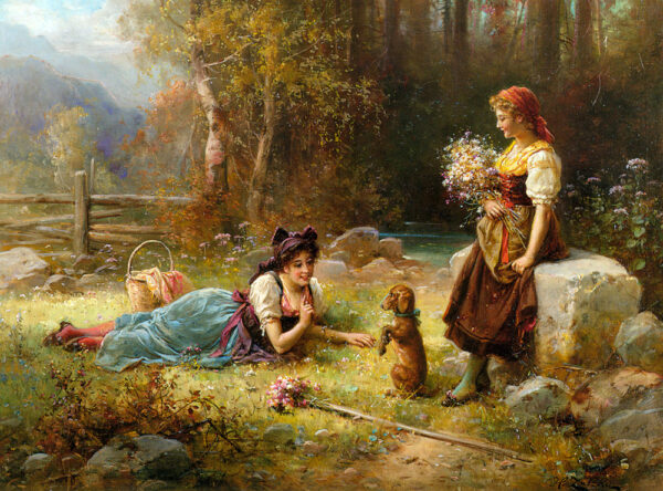 Obedience by Hans Zatzka, hand-painted oil reproduction