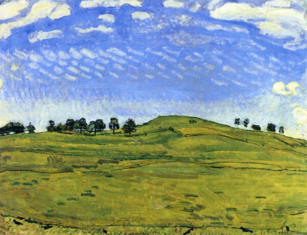 Hilly Landscape with Ravens, in the Bernese Oberland by Ferdinand Hodler, hand-painted oil painting reproduction