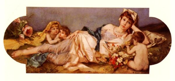Odalisque with Cupids by Rudolf Ernst, hand-painted oil painting reproduction