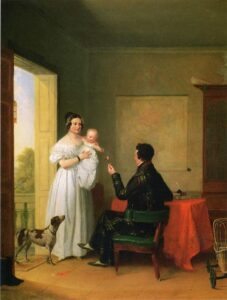Offering Baby a Rose by James Goodwyn Clonney, hand-painted oil painting reproduction