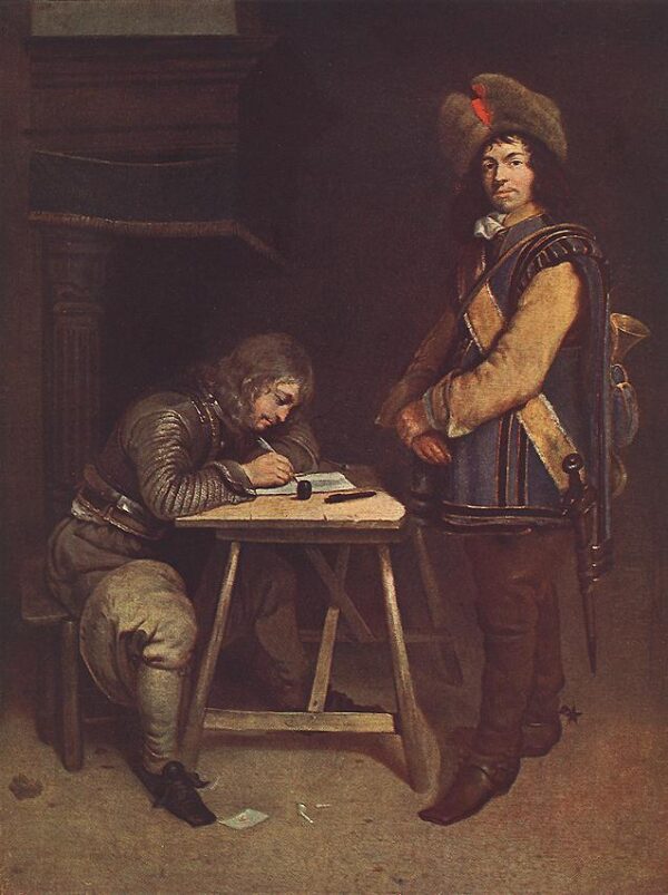 Officer Writing a Letter by Gerard ter Borch, hand-painted oil painting reproduction