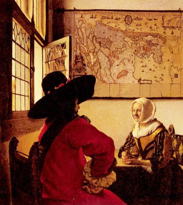 Officer with a Laughing Girl by Johannes Vermeer, hand-painted oil painting reproduction