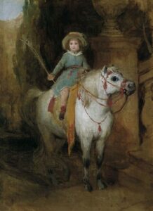 Oil sketch for the portrait of Prince Johann II of Liechtenstein on a Schimmelpony by Friedrich von Amerling, hand-painted oil painting reproduction