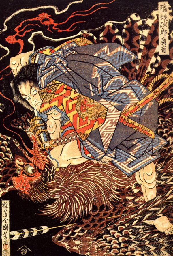 Oki no Jiro Hiroari Killing a Monstrous Tengu by Utagawa Kuniyoshi, hand-painted oil painting reproduction