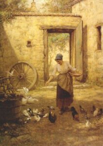 Old Farm Yard by William John Hennessy, hand-painted oil painting reproduction