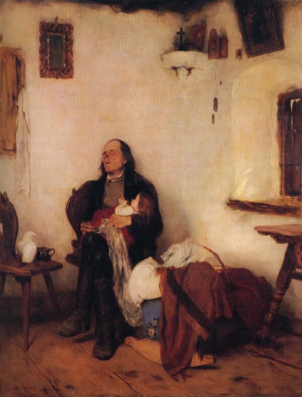 Old Man Sleeping by Nikolaos Gyzis, hand-painted oil painting reproduction