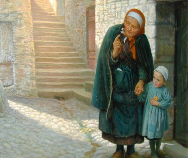 Old Neighbour Gone Bye by Arthur Hughes, hand-painted oil painting reproduction