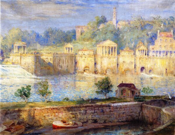 Old Waterworks Fairmount by Colin Campbell Cooper, hand-painted oil painting reproduction