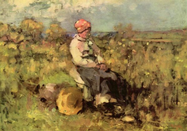 Old Woman by Nicolae Grigorescu, hand-painted oil painting reproduction