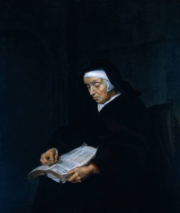 Old Woman Meditating by Gabriel Metsu, hand-painted oil painting reproduction
