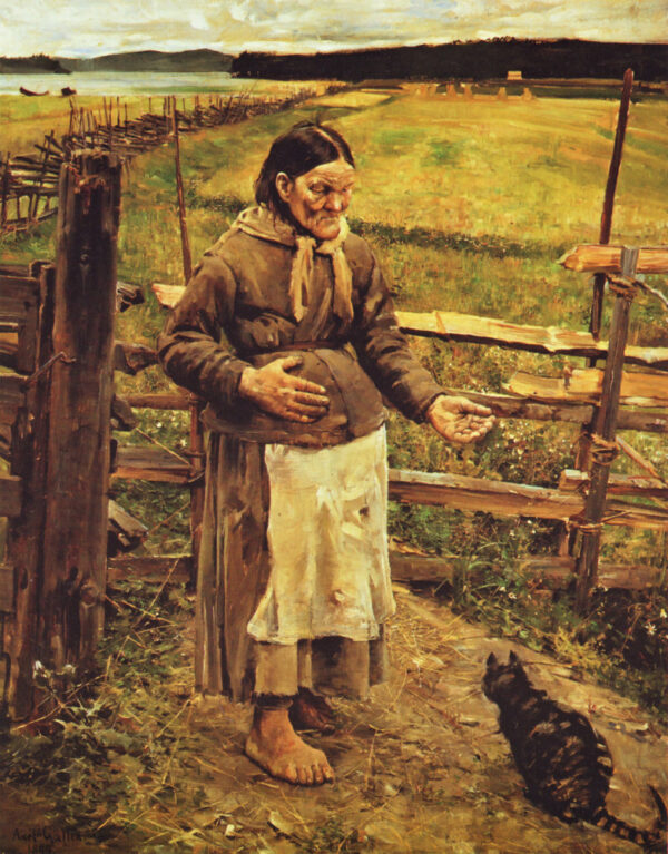 Old Woman and Cat by Akseli Gallen-Kallela, hand-painted oil painting reproduction