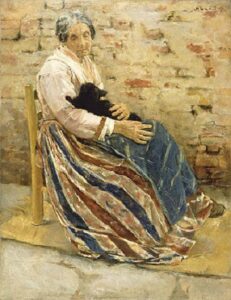 Old Woman with Cat by Max Liebermann, hand-painted oil painting reproduction