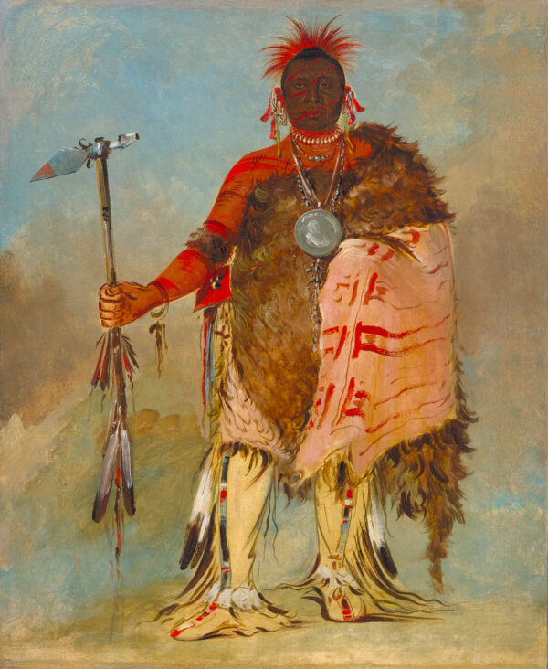 Om pah ton ga, Big Elk, a Famous Warrior by George Catlin, hand-painted oil painting reproduction