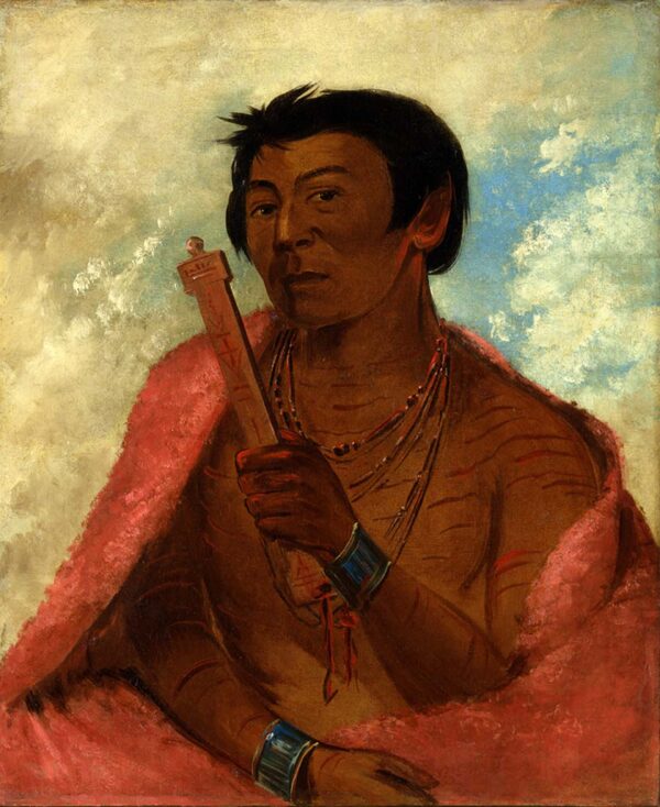 On saw kie, The Sauk, in the Act of Praying by George Catlin, hand-painted oil painting reproduction
