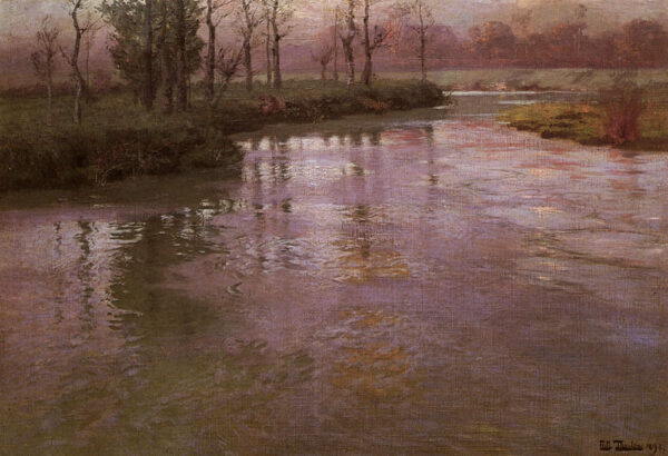 On A French River by Fritz Thaulow, hand-painted oil painting reproduction