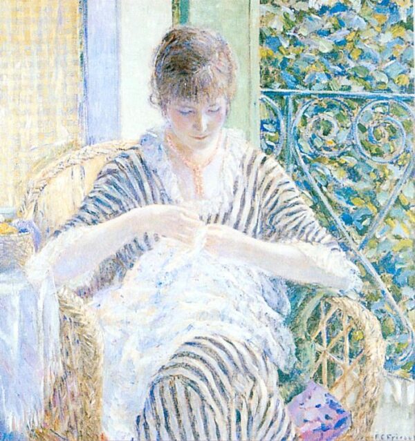 On The Balcony by Frederick Carl Frieseke, hand-painted oil painting reproduction
