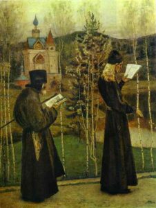 On The Eve Of Annunciation Feast by Mikhail Nesterov, hand-painted oil painting reproduction