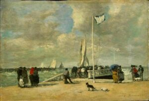 On The Jetty by Eugène Louis Boudin, hand-painted oil painting reproduction