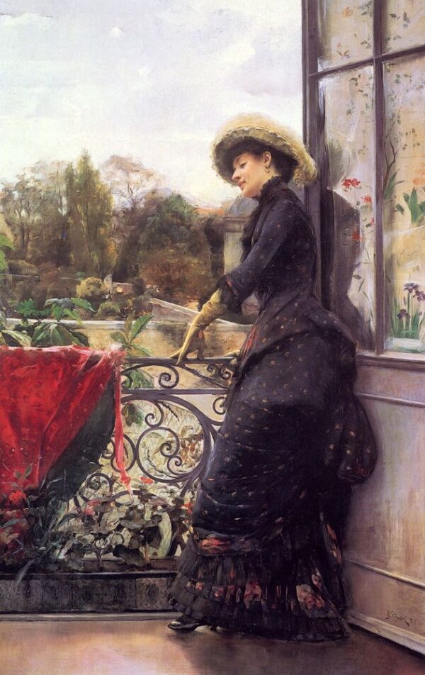 On The Terrace by Julius LeBlanc Stewart, hand-painted oil painting reproduction