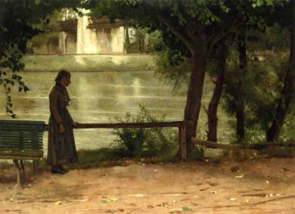 On the Banks of the Oise by Dennis Miller Bunker, hand-painted oil painting reproduction