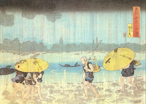 On the Banks of the Sumida in Mimayagashi by Utagawa Kuniyoshi, hand-painted oil painting reproduction