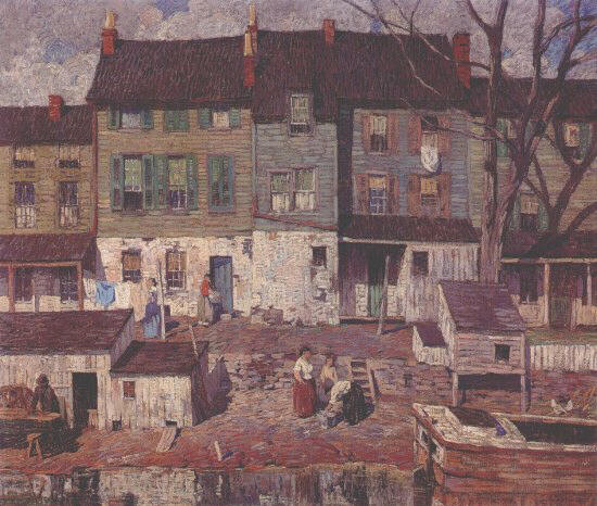 On the Canal by Robert Spencer, hand-painted oil reproduction