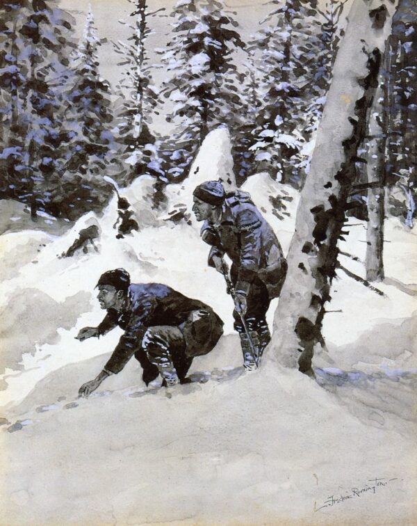 On the Caribou Tracks by Frederic Remington, hand-painted oil painting reproduction