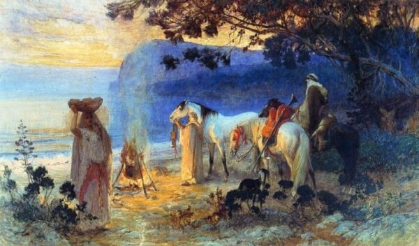 On the Coast of Kabylie by Frederick Arthur Bridgman, hand-painted oil painting reproduction