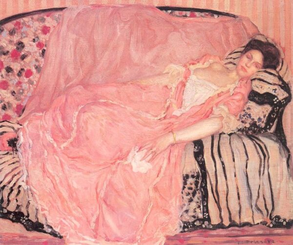 On the Couch by Frederick Carl Frieseke, hand-painted oil painting reproduction