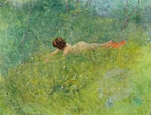 On the Grass by Carl Larsson, hand-painted oil painting reproduction