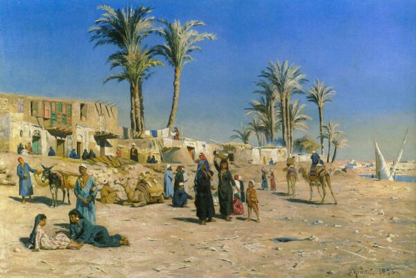 On the Outskirts of Cairo by Peder Mørk Mønsted, hand-painted oil reproduction