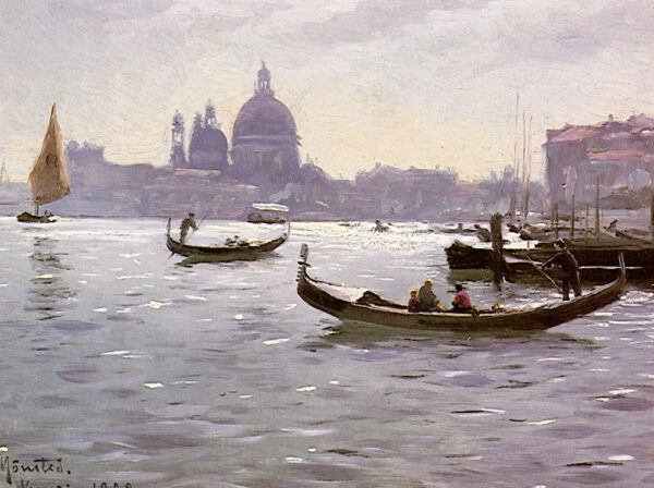 On the Venetian Lagoon by Peder Mørk Mønsted, hand-painted oil painting reproduction