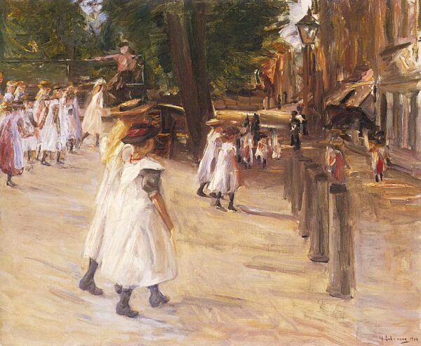 On the Way to School in Edam by Max Liebermann, hand-painted oil painting reproduction
