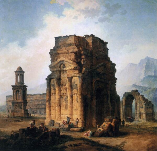 The Arc de Triomphe and the Theatre of Orange by Hubert Robert, hand-painted oil painting reproduction