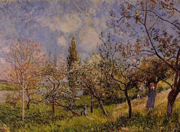 Orchard in Spring by Alfred Sisley, hand-painted oil painting reproduction
