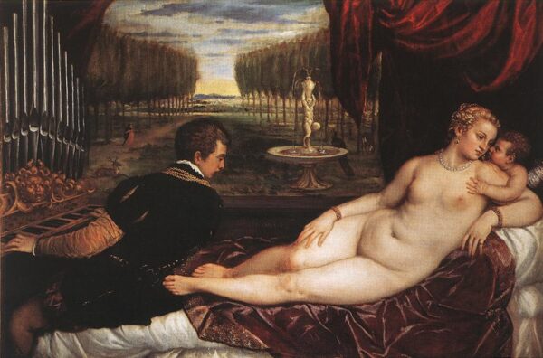 Venus with Organist and Cupid by Titian, hand-painted oil painting reproduction