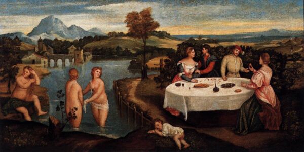 Outdoors Entertainment with Bathers by Bonifacio Veronese, hand-painted oil painting reproduction