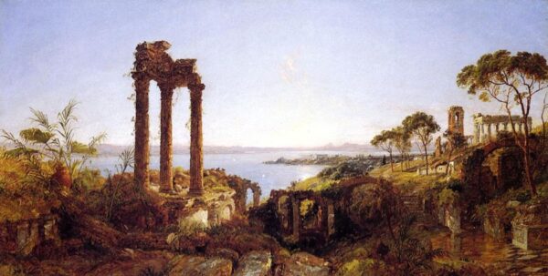 Overlooking the Bay of Naples by Jasper Francis Cropsey, hand-painted oil painting reproduction
