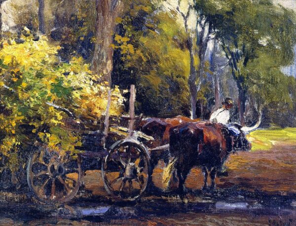 Ox Cart by Mathias J Alten, hand-painted oil painting reproduction