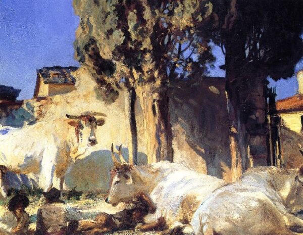 Oxen Resting by John Singer Sargent, hand-painted oil painting reproduction