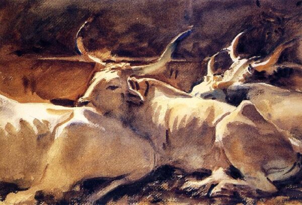 Oxen in Repose by John Singer Sargent, hand-painted oil reproduction