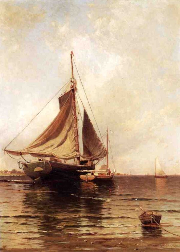 Oyster Boats by Alfred Thompson Bricher, hand-painted oil painting reproduction