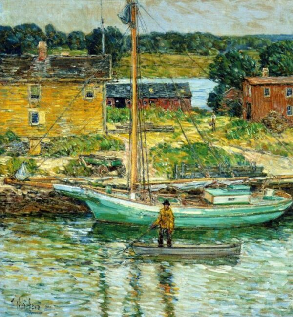 Oyster Sloop by Frederick Childe Hassam, hand-painted oil painting reproduction