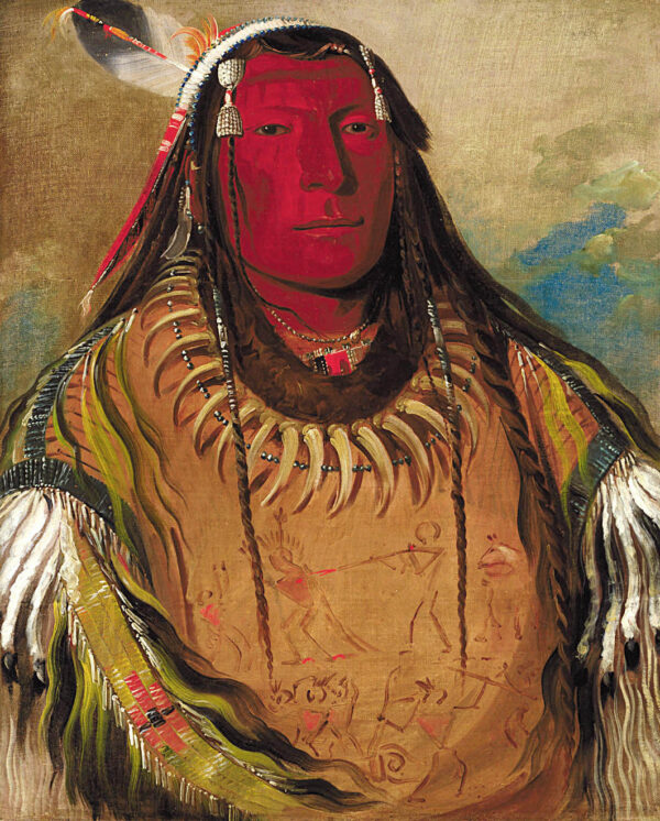 Pa ris ka roo pa, Two Crows, a Chief by George Catlin, hand-painted oil painting reproduction