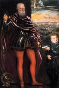 Portrait of Sebastiano Venier with a Page by Tintoretto, hand-painted oil painting reproduction