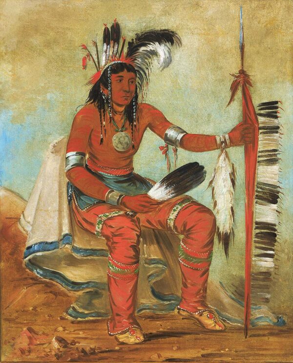 Pah ta coo chee, Shooting Cedar, a Brave by George Catlin, hand-painted oil painting reproduction