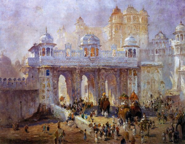 Palace Gate Udaipur India by Colin Campbell Cooper, hand-painted oil painting reproduction