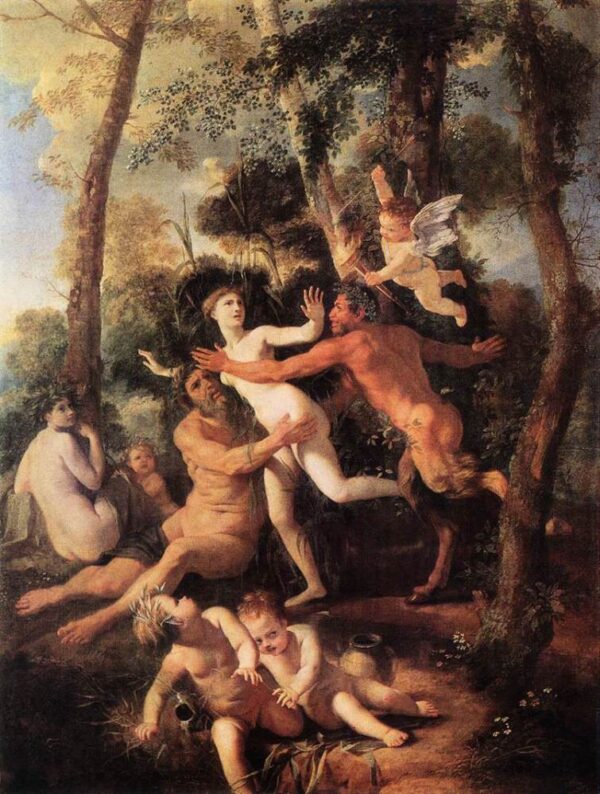 Pan and Syrinx by Nicolas Poussin, hand-painted oil painting reproduction