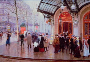 Outside the Vaudeville Theatre Paris by Jean Béraud, hand-painted oil painting reproduction